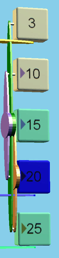 Brown triangle indicates that the 20 tile spins the brown wheel Brown triangle indicates that the 20 tile spins the brown wheel